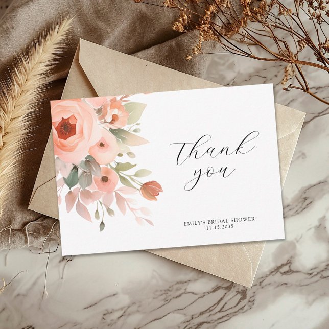 Carte De Remerciements Baigneuse Florale Bohème Rose  (Créateur téléchargé)