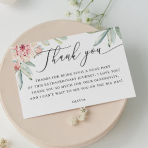 Carte De Remerciements Baigneuse Florale de Mariage Botanique Aquarelle