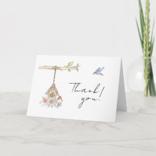 Carte De Remerciements Baignoire Bébé Fête Minimaliste Oiseaux Qui Vont É