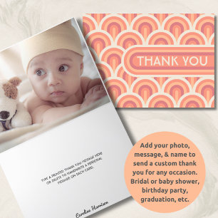 Carte De Remerciements Bain de bébé avec photo personnalisée Rétro Art Dé