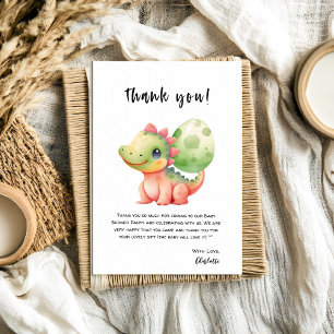 Carte De Remerciements Bain de bébé dinosaure bébé aquarelle mignon
