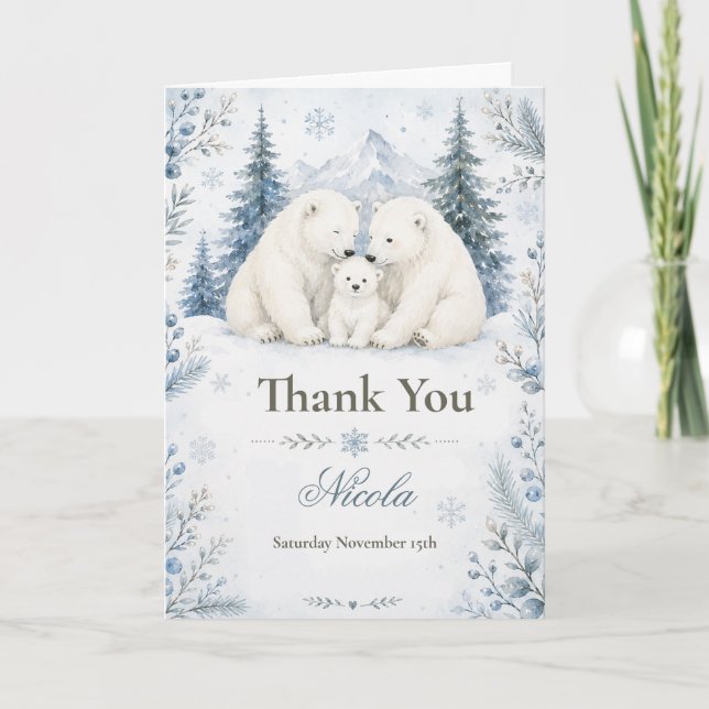 Carte De Remerciements Bain de bébé ours polaire (Devant)