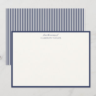 Carte De Remerciements Bain de bébé personnalisé rayé bleu marine