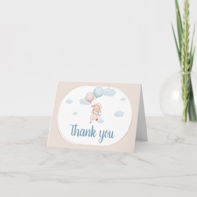 Carte De Remerciements Bain de bébé Petit Agneau (Devant)