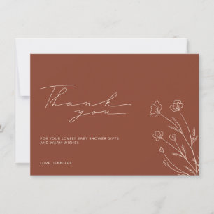 Carte De Remerciements Bain de bébé Terracotta Orange Brûlé Ivoire Beige