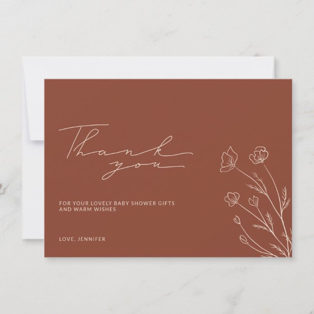 Carte De Remerciements Bain de bébé Terracotta Orange Brûlé Ivoire Beige (Devant)