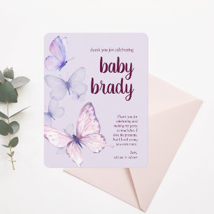 Carte De Remerciements Baisers à papillon et voeux pour bébé   Papillon p