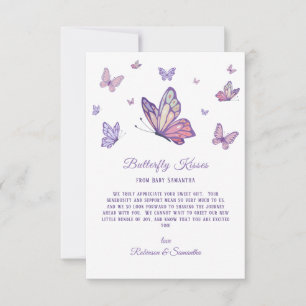 Carte De Remerciements Baisers papillon Baby shower violet