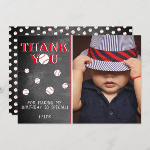 Carte De Remerciements Bal de baseball mignonne Chalkboard Sport Annivers