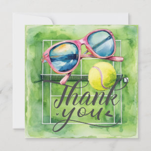 Carte De Remerciements Bal de tennis sur le court de tennis