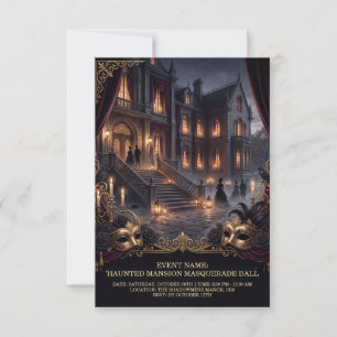 Carte De Remerciements Bal masqué gothique de la Maison hantée Halloween