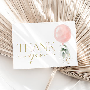 Carte De Remerciements Balcon rose, Eucalyptus, Verdure, Baby shower