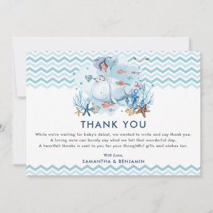 Carte De Remerciements Baleine nautique sous le Baby shower du Garçon ble