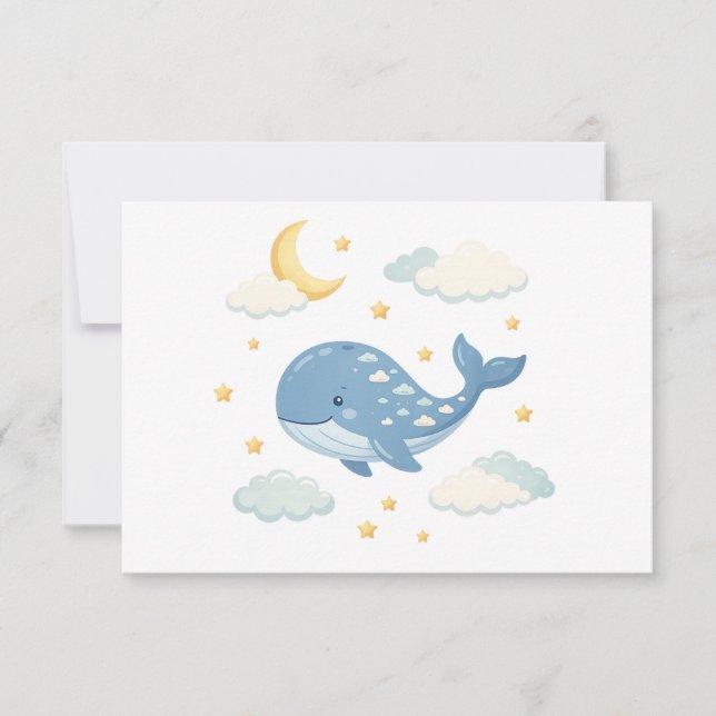 Carte De Remerciements Baleine Nuageuse de Rêve (Devant)