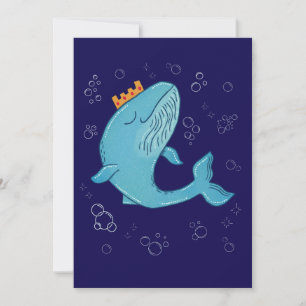 Carte De Remerciements Baleine Roi avec Couronne Art Populaire Océaniqu