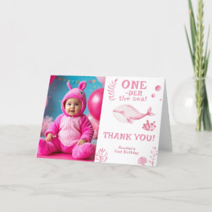 Carte De Remerciements Baleine Rose Oneder La Mer 1er Anniversaire