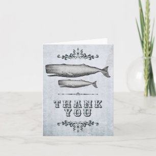 Carte De Remerciements Baleine victorienne vintage Maman et Calf Beach
