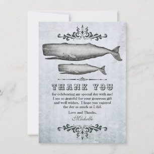 Carte De Remerciements Baleine victorienne vintage Maman et Calf Beach