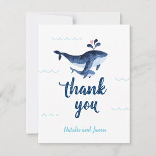 Carte De Remerciements Baleines nautiques sous le Baby shower marin