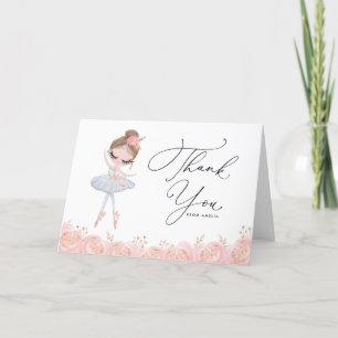Carte De Remerciements Ballerina en robe blanche Fleur Anniversaire