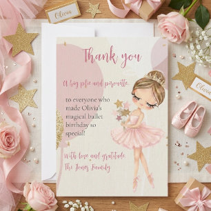 Carte De Remerciements Ballerine Rose Danseuse de Ballet Fille Anniversai