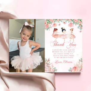 Carte De Remerciements Ballet rose Ballerina Photo Anniversaire
