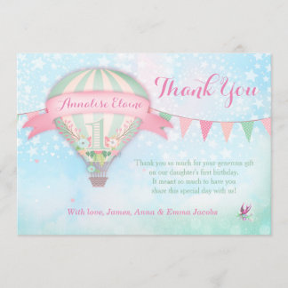 Carte De Remerciements Ballon à air chaud GC Premier Anniversaire