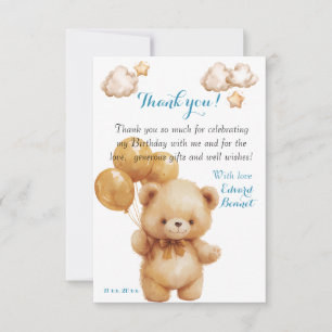 Carte De Remerciements Ballon Beige Ours en Peluche 