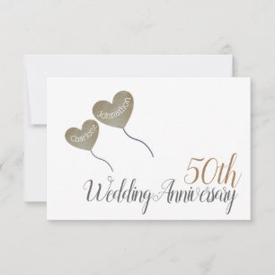 Carte De Remerciements Ballon de cœur de 50e anniversaire de mariage pour