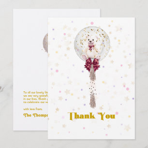 Carte De Remerciements Ballon en Confettis avec Ours en Peluche
