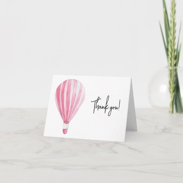 Carte De Remerciements Ballon gonflable rose (Devant)