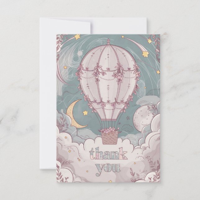 Carte De Remerciements Ballons à air chaud céleste simple (Devant)