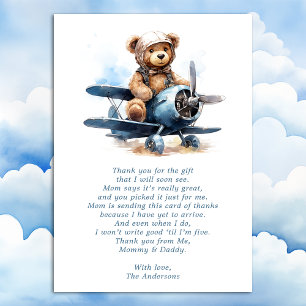 Carte De Remerciements Ballons Bleus Garçon Aquarelle Baby Shower Remerci