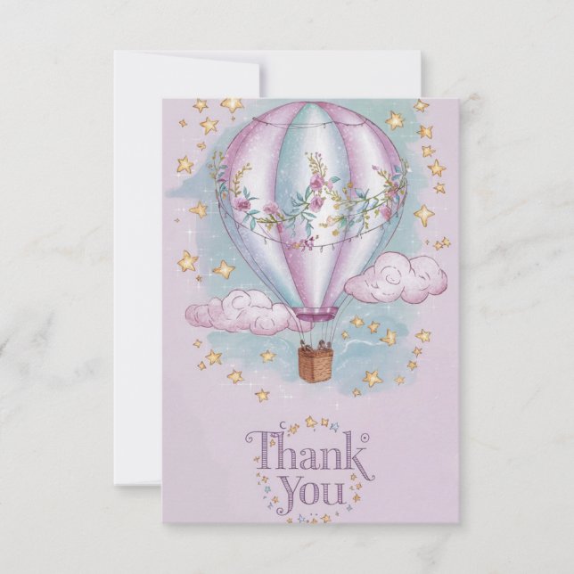 Carte De Remerciements Ballons Boho Pretty Hot Air (Devant)