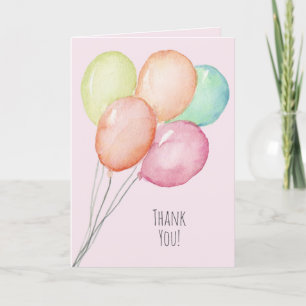 Carte De Remerciements Ballons d'aquarelle rose