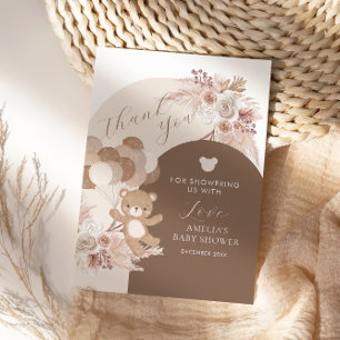 Carte De Remerciements Ballons de Baby Shower Ourson Neutre Moderne