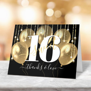 Carte De Remerciements Ballons de Luxe pour Anniversaire de 16 ans Fille