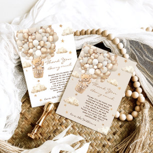 Carte De Remerciements Ballons d'ours Bearly Wait Gold Baby shower