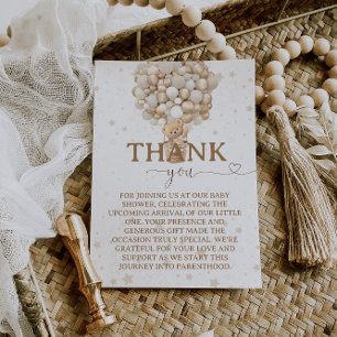 Carte De Remerciements Ballons d'ours en peluche Baby shower blanc