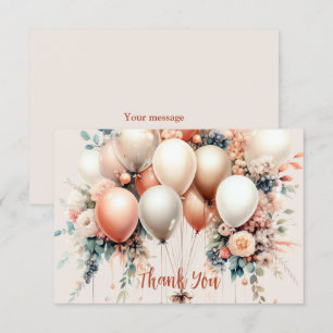 Carte De Remerciements Ballons floraux de Pêche blanche colorée Élégant