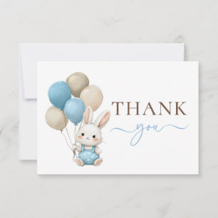 Carte De Remerciements Ballons lapins mignons Baby shower Blue Boy