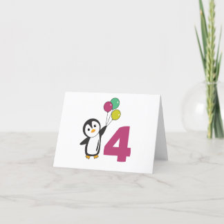 Carte De Remerciements Ballons pour le quatrième anniversaire de pingouin