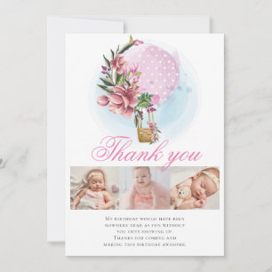 Carte De Remerciements Balloon à air chaud Anniversaire Photo Collage Mer