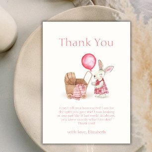 Carte De Remerciements Balloon de poussette rose Baby shower fille de pou