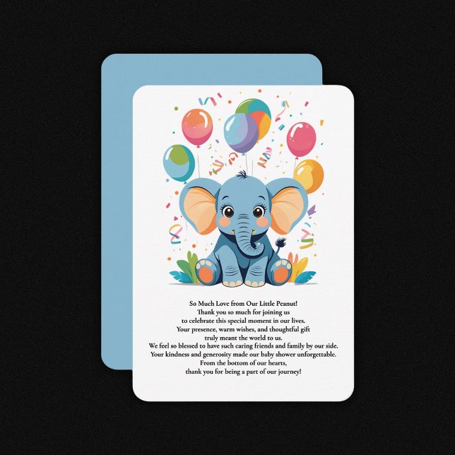 Carte De Remerciements Balloons Éléphant Bébé Adorables Baby Shower (Créateur téléchargé)