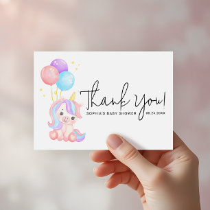 Carte De Remerciements Balloons Licorne Douce Baby Shower Pastel