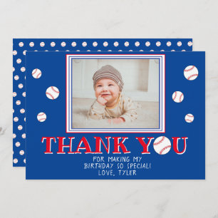 Carte De Remerciements Bals de baseball mignons Photo Anniversaire