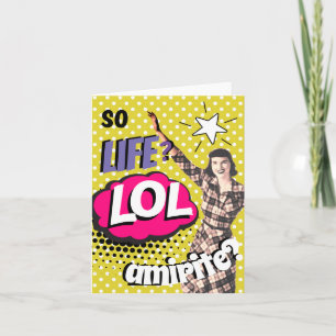 Carte De Remerciements Bande dessinée Pop Art Rétro Dame Drôle