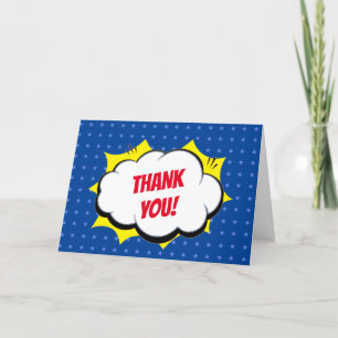 Carte De Remerciements Bande dessinée Super Héros Bleu Enfants Personnali