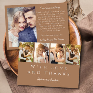 Carte De Remerciements Bande Photo Design Moderne Mocha Mousse Mariage